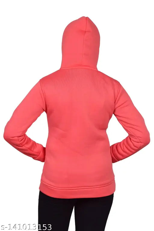 Gajri color, printed design, wool hoodie for girls aged 11-13, full sleeve unique style from BADOS Present