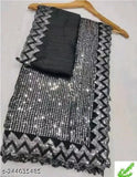 Georgette fancy saree, art silk running blouse, embellished pattern, single new Indian sikvans saree with border and blouse piece