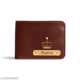 Custom leather wallet, personalized for men & boys with 5 compartments, solid color design in free size. Made in India