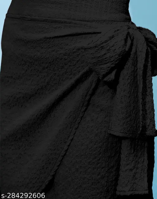 Black dyed lycra skirts for women - trendy polyester party wear