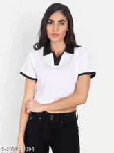 Organic cotton women's contrast collar top/tshirt, 100% BCI, short sleeves, perfect for casual wear