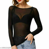 Solid net long-sleeve WOEM top, XS bust size 34in, made in India