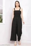 Trendy Indian crepe women's jumpsuits with short sleeves and shirts, solid-patterned party wear