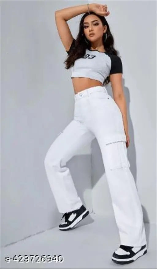 Women's solid cotton lycra pants, stretchable and relaxed fit for girls, size S-XL (India)