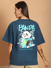 Casual wear cotton printed oversize t-shirt for women, loose fit and short sleeves with contemporary style, size S - XL (40in to 48in bust)