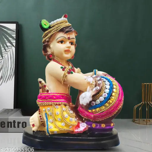 Resin Krishna Idol for Home Decor, Indian God Lord Krishna Figurine, 10cm x 18.5cm x 15.5cm, Perfect for Office or Living Room