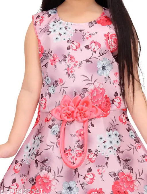 Sweet Pink cotton blend digital print gown with sleeveless design, perfect for parties and special occasions from TMTRENDZ