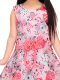 Sweet Pink cotton blend digital print gown with sleeveless design, perfect for parties and special occasions from TMTRENDZ
