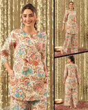 Premium cotton blend cord set for women, three-quarter sleeves, India-made women's clothing set on display