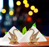 Brass Swan Duck Napkin Holder Pair for Dining, Indian-crafted bird & animal showpiece