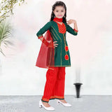 Polycotton girls kurta pant & dupatta set, three-quarter sleeves, 2-12 years, Indian fashion