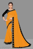 Solid Georgette Daily Wear Saree with Maharani Lace, free size, Indian-made, little transparent for festive look