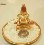 Brass MATA Annapurna Devi figure, Ashtdhatu Goddess of Food idol with plate and mata coin combo pack, Indian handcrafted deity for home worship