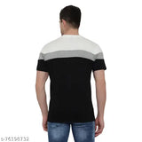 Colorblocked cotton blend t-shirt, short sleeves, JAISON3PANALWTHGRYBLK design