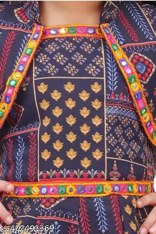 Rayon dhuti kurti set girls, printed top and bottom with three-quarter sleeves, Indian ethnic wear on display