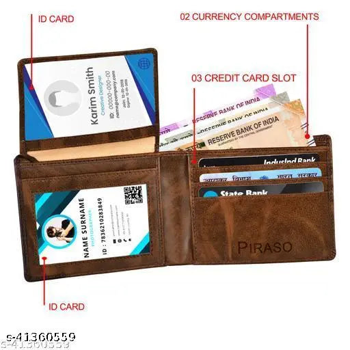 Brown leather wallet, single compartment, premium quality, trendy design, personalized gifting option