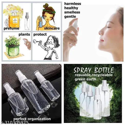 White refillable travel size mist bottles (pack of 5) for perfume or cleaning liquids
