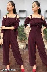 Sleeveless crepe jumpsuit for women & girls, solid-colored party wear in high quality