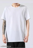 Polyester men's round neck plain white t-shirts, short sleeves, solid design - various sizes: S, M, L, XL, XXL. Made in India