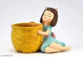 Handcrafted resin fairy figure with succulent basket planter pot (without plant), nature-friendly and peaceful decor for home or gift