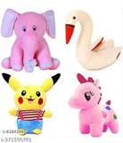 Pink animal stuffed toys combo: elephant, unicorn, penguin, turtle, panda, horse, lion, tiger, Doraemon, rabbit, love teddy bears - plush toys for kids' birthdays and anniversaries, made in India