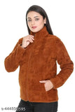Women's fluffy polyester fur jacket, faux leather sleeves, winter essential in standard length