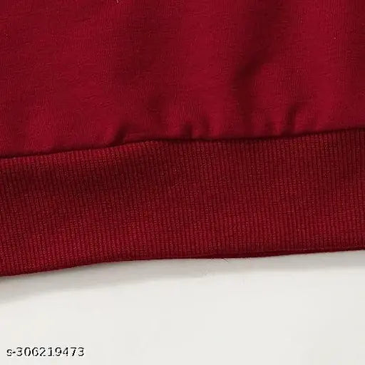 Cotton fleece family love sweatshirt for girl, printed net pattern in wine color, cozy and comfy sporty style for little ones (2-3yrs to 7-8yrs) made in India