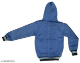 Blue cotton printed hooded sweater 1PK for kids, soft fleece and two pockets