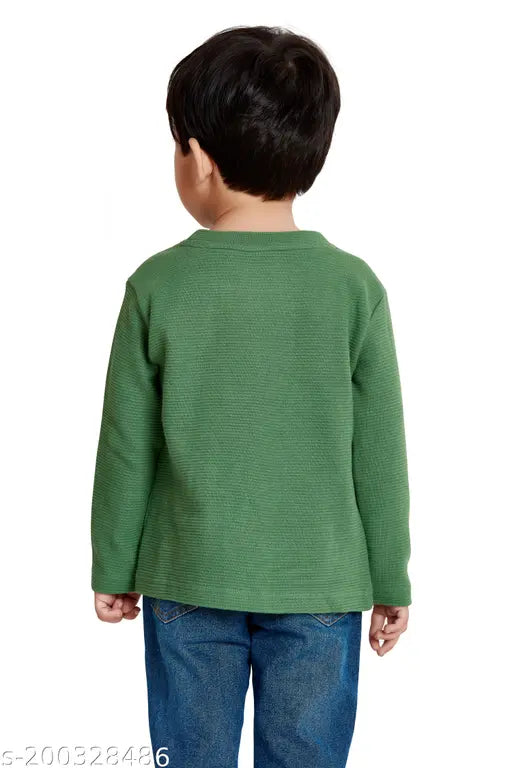 Cotton blend kids sweatshirt with printed net pattern, ideal for boys casual wear (ages 1-6), made in India