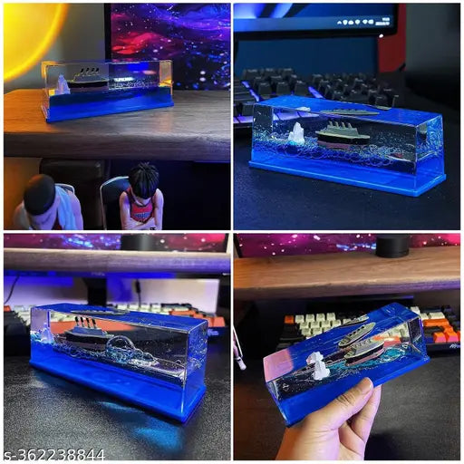 Titanic Cruise Ship Model Decoration - Unsinkable acrylic ornament with resin Titanic and vegetable oil, perfect for home or car decoration