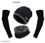 Soft wool combo pack of 3: worm neck set & COOL gloves (cap, neck muff, cool hand gloves), protects from winters, trendy balaclava cap pattern with fur inside, one size fits most (Boys, Girls) - India origin