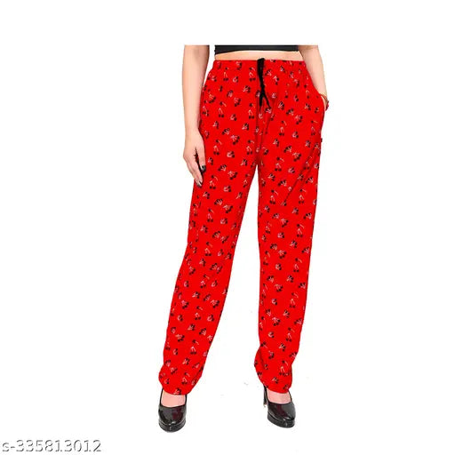 Women's/Girls Cotton Printed Track Pants, vibrant designs with attractive colors, ideal for nightwear and lounge wear