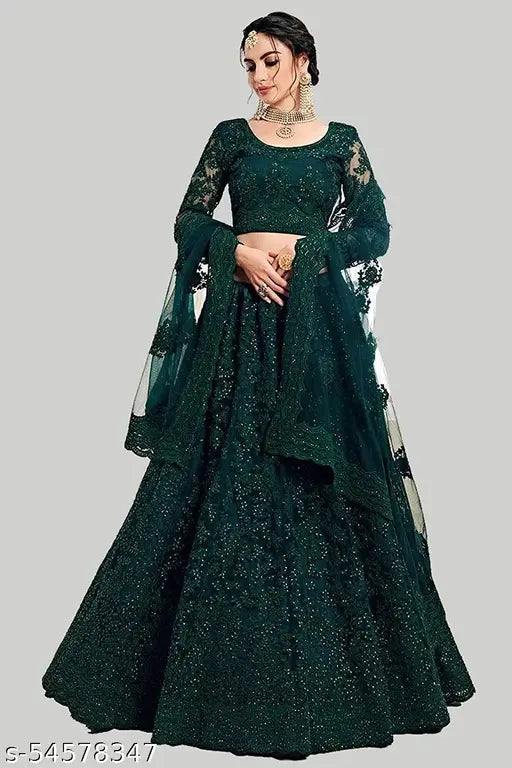 Embroidered net lehenga set for women, Indian festive or wedding wear