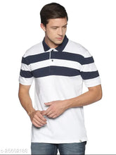 White colorblocked cotton blend men's polo T-shirt by Adro, premium Indian homegrown brand