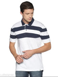 White colorblocked cotton blend men's polo T-shirt by Adro, premium Indian homegrown brand