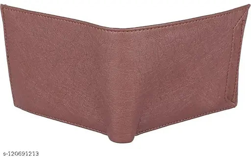 Brown PU two-fold men's wallet with 5 compartments, textured body, and additional card slots. Durable, lightweight, and easy to carry. Ideal for gifting. Made in India