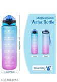 Multicolor unbreakable silicone motivational bottle with time marker & straw water tracker, 1000ml capacity, leak-proof sipper for fitness and hydration