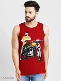 Cotton blend sleeveless Leotude t-shirt for men, printed design, multiple sizes available