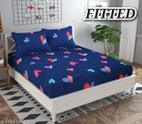 Geeta Enterprises super soft glace cotton fitted bedsheet with 2 pillow covers, ideal for summer - 100% cotton, 180 thread count, elastic border, fits queen size 78x72 inches
