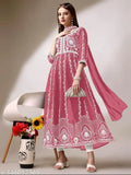 Cross-dyed georgette embroidered chikankari kurti, three-quarter sleeves, India