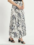 Elegant floral print crepe long skirt, size 26-38, Indian handcrafted design