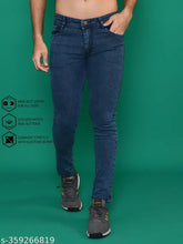 Stylish latest denim jeans, cotton-crafted mid-rise menswear in solid net pattern, regular fit, size 28-42 (India)