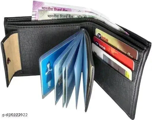 Men's faux leather genuine leather wallet, 5-compartment design, perfect for travel or office, solid color, high quality handcrafted, ideal gift