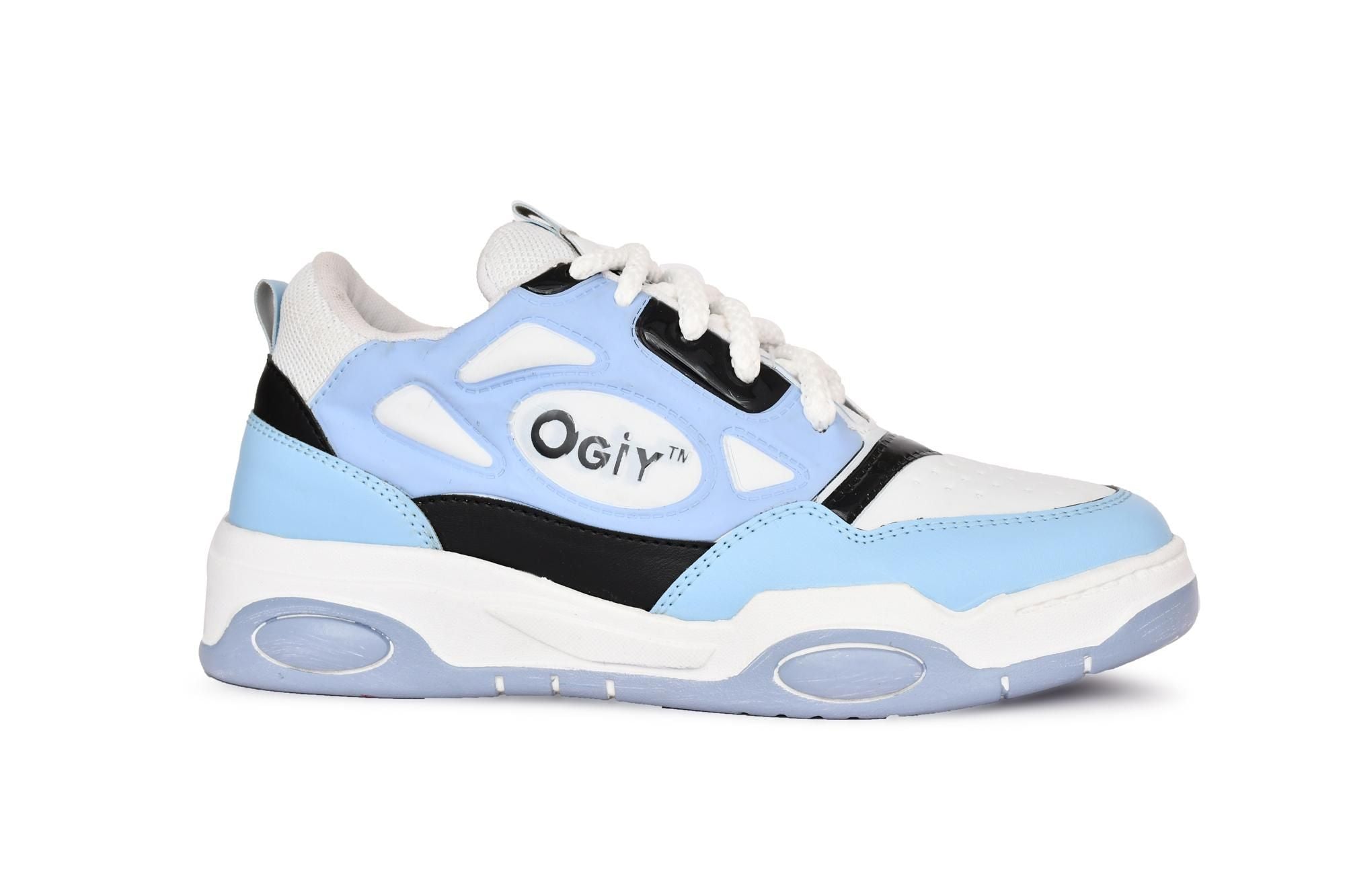 Light blue synthetic casual sneakers for men, trendy design, lace closure, suitable for US/7, EUR/40