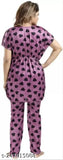 Purple printed satin pajama top set (pack of 2), premium quality, comfortable sleepwear for women, trending nightsuits for work from home