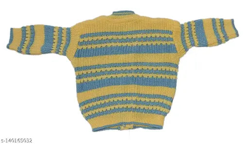Handmade unisex wool sweater, striped pyjamas & cap set for newborn babies (0-6 months), made in India