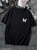 Sky Magic Men Cotton Black Printed T-shirt, three-quarter sleeves, trendy, breathable cotton, round neck, superior quality, India origin