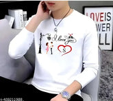 Three-quarter sleeve printed men's polyester t-shirt, vibrant design on display