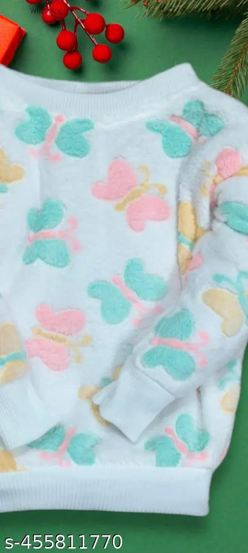 Wool printed net batter sweater, ideal for cold weather outings. Soft fabric keeps baby warm, suitable for 2-3 or 3-4 years