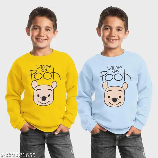 Cotton blend kids winter wear sweatshirt combo pack (2-pack), printed net design for 2-7 years old, gentle wash care